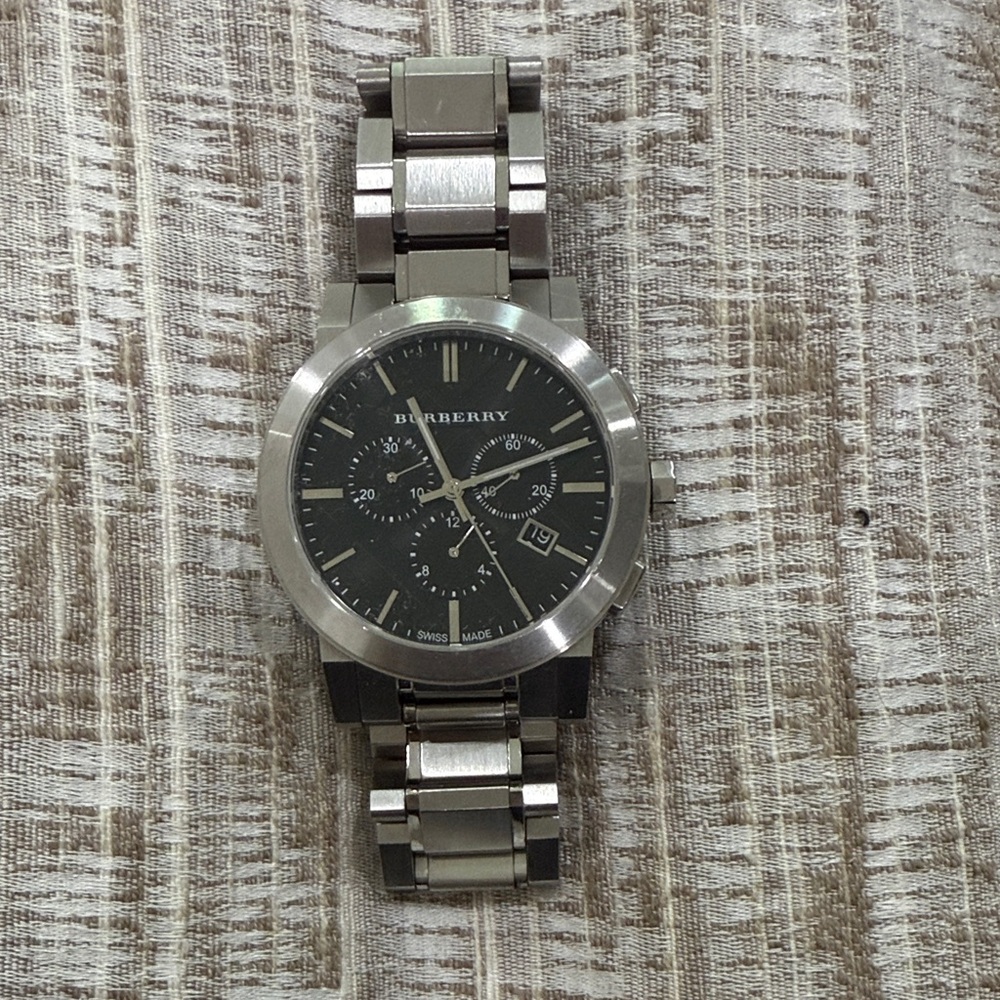 Burberry Black Dial Silver Band Watch